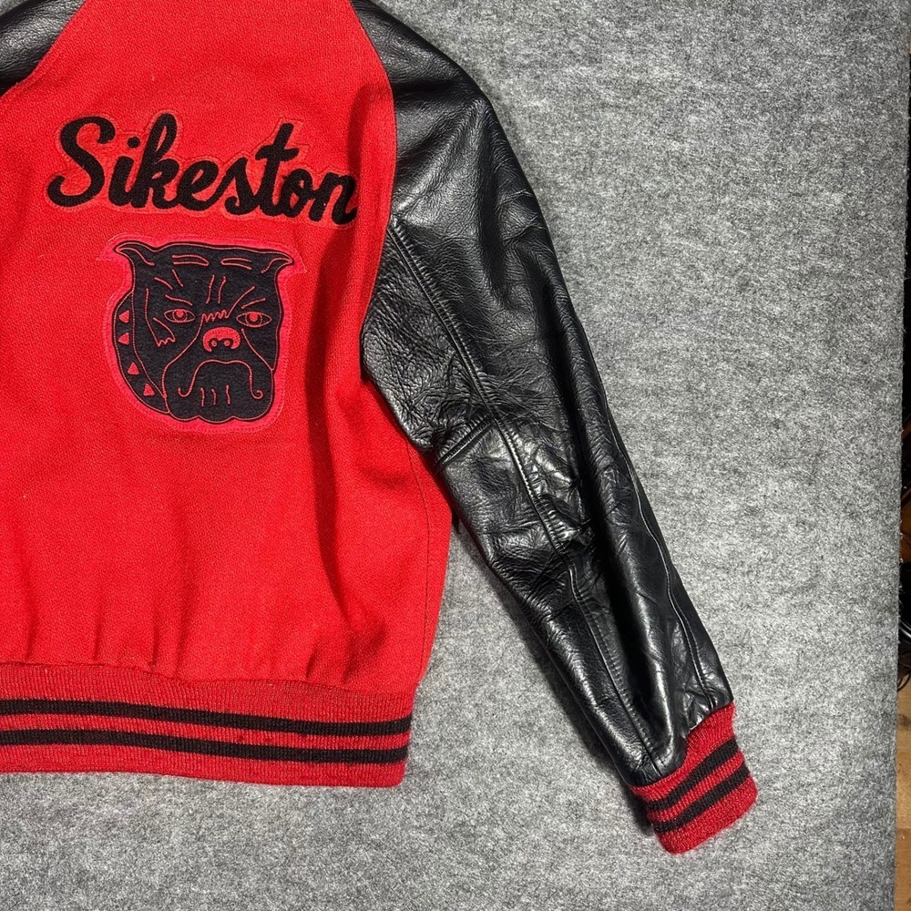 Rare Vintage 80s Kaye Bros Varsity Jacket Red Wool Leather Mens 36 Sikeston - Picture 15 of 16